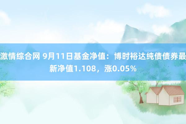 激情综合网 9月11日基金净值：博时裕达纯债债券最新净值1.108，涨0.05%