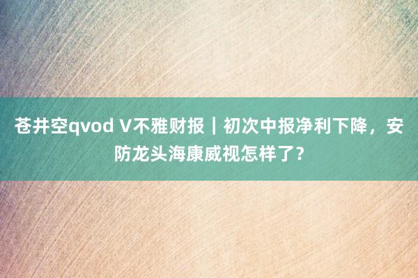 苍井空qvod V不雅财报｜初次中报净利下降，安防龙头海康威视怎样了？