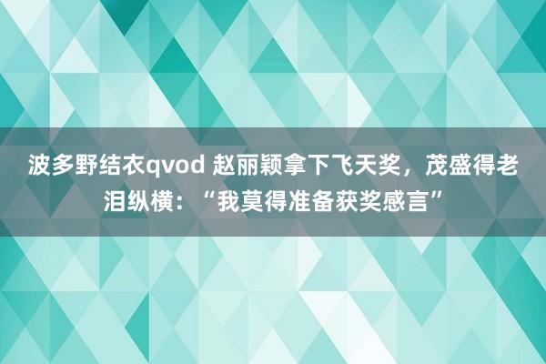 波多野结衣qvod 赵丽颖拿下飞天奖，茂盛得老泪纵横：“我莫得准备获奖感言”