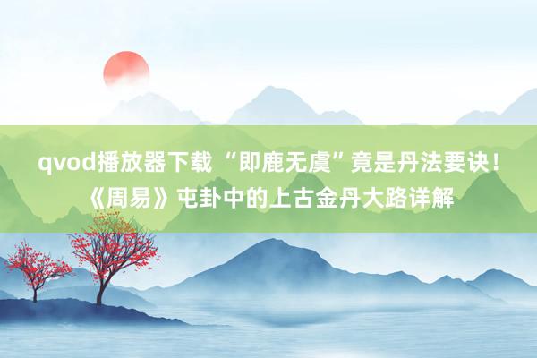 qvod播放器下载 “即鹿无虞”竟是丹法要诀！《周易》屯卦中的上古金丹大路详解