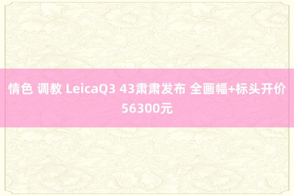 情色 调教 LeicaQ3 43肃肃发布 全画幅+标头开价56300元