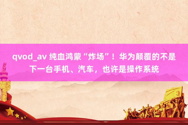 qvod_av 纯血鸿蒙“炸场”！华为颠覆的不是下一台手机、汽车，也许是操作系统