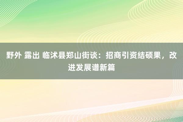 野外 露出 临沭县郑山街谈：招商引资结硕果，改进发展谱新篇