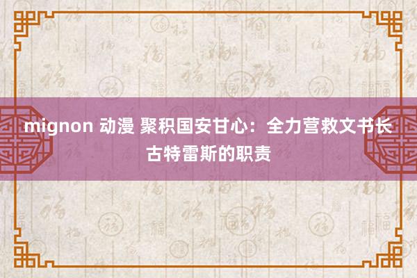 mignon 动漫 聚积国安甘心：全力营救文书长古特雷斯的职责