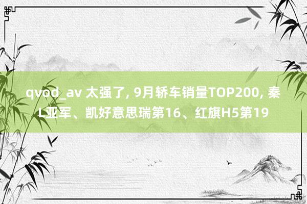 qvod_av 太强了， 9月轿车销量TOP200， 秦L亚军、凯好意思瑞第16、红旗H5第19