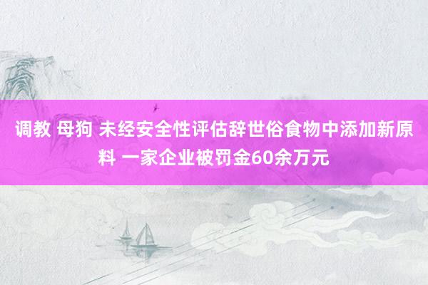 调教 母狗 未经安全性评估辞世俗食物中添加新原料 一家企业被罚金60余万元