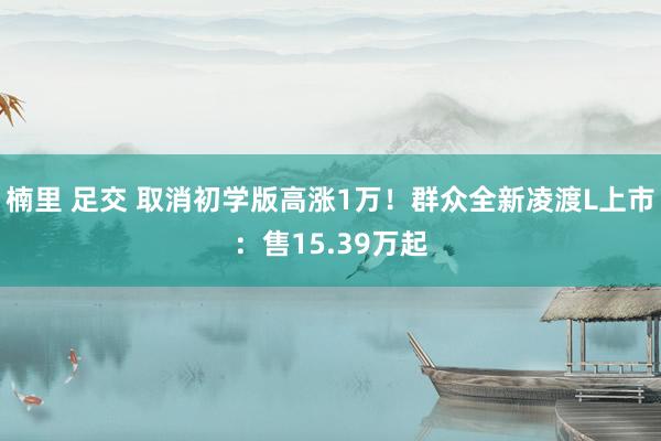 楠里 足交 取消初学版高涨1万！群众全新凌渡L上市：售15.39万起