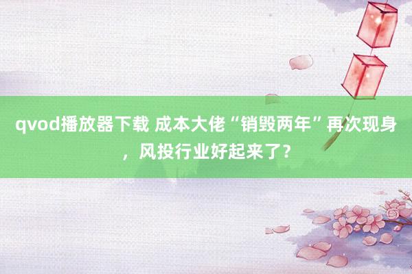 qvod播放器下载 成本大佬“销毁两年”再次现身，风投行业好起来了？