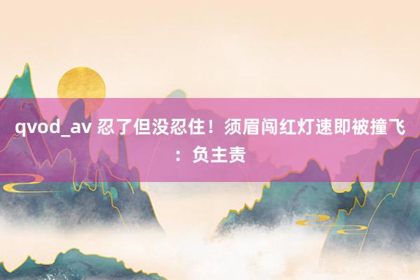 qvod_av 忍了但没忍住！须眉闯红灯速即被撞飞：负主责