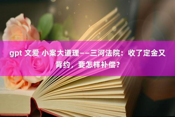 gpt 文爱 小案大道理——三河法院：收了定金又背约，要怎样补偿？