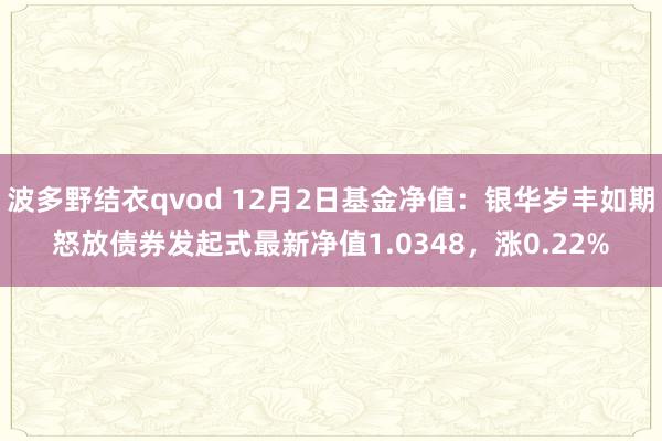 波多野结衣qvod 12月2日基金净值：银华岁丰如期怒放债券发起式最新净值1.0348，涨0.22%