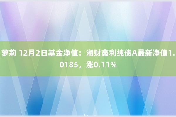 萝莉 12月2日基金净值：湘财鑫利纯债A最新净值1.0185，涨0.11%