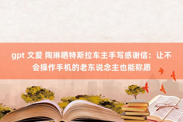 gpt 文爱 陶琳晒特斯拉车主手写感谢信：让不会操作手机的老东说念主也能称愿