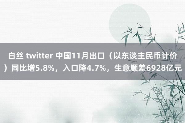 白丝 twitter 中国11月出口（以东谈主民币计价）同比增5.8%，入口降4.7%，生意顺差6928亿元