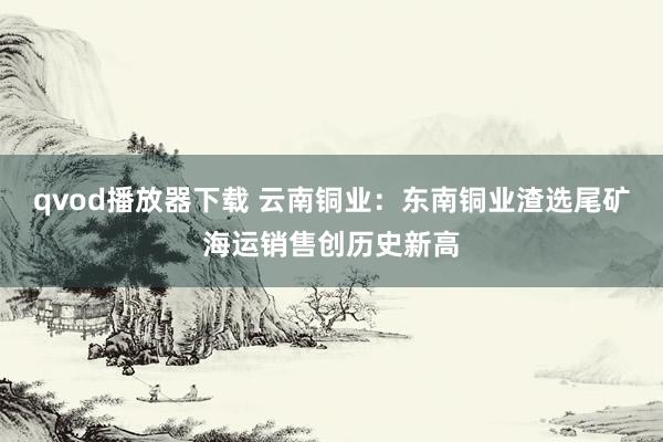 qvod播放器下载 云南铜业：东南铜业渣选尾矿海运销售创历史新高