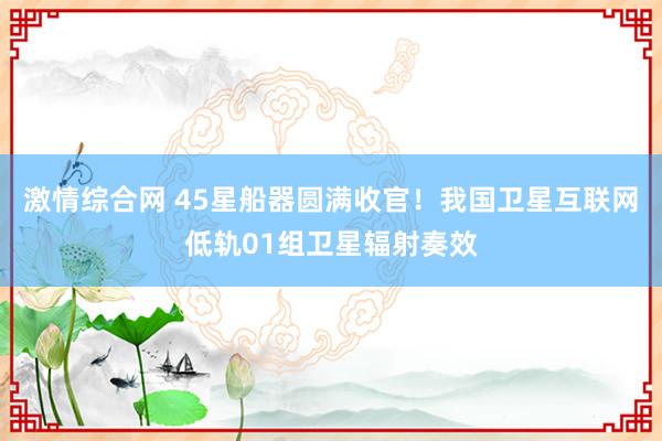 激情综合网 45星船器圆满收官！我国卫星互联网低轨01组卫星辐射奏效