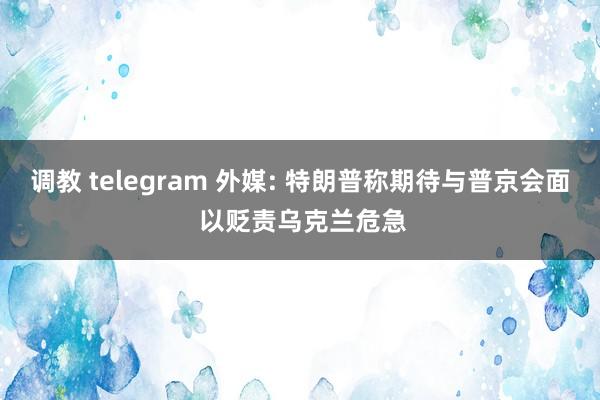 调教 telegram 外媒: 特朗普称期待与普京会面 以贬责乌克兰危急