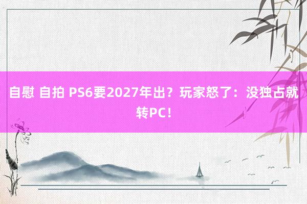 自慰 自拍 PS6要2027年出？玩家怒了：没独占就转PC！