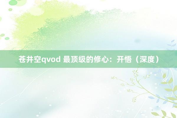 苍井空qvod 最顶级的修心：开悟（深度）