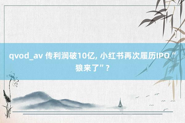 qvod_av 传利润破10亿， 小红书再次履历IPO“狼来了”?