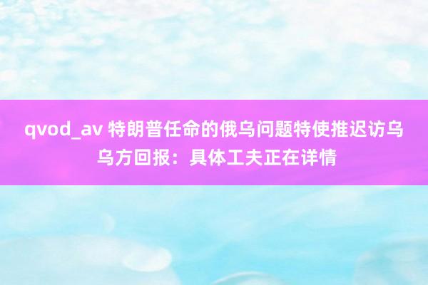 qvod_av 特朗普任命的俄乌问题特使推迟访乌 乌方回报：具体工夫正在详情