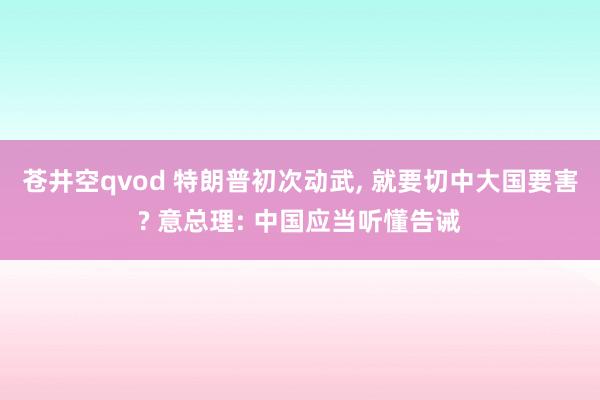 苍井空qvod 特朗普初次动武， 就要切中大国要害? 意总理: 中国应当听懂告诫