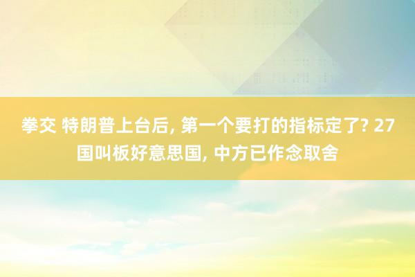 拳交 特朗普上台后， 第一个要打的指标定了? 27国叫板好意思国， 中方已作念取舍